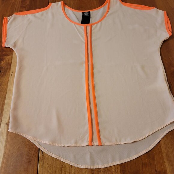 Cream with orange detail cold sholder blouse - Picture 1 of 4